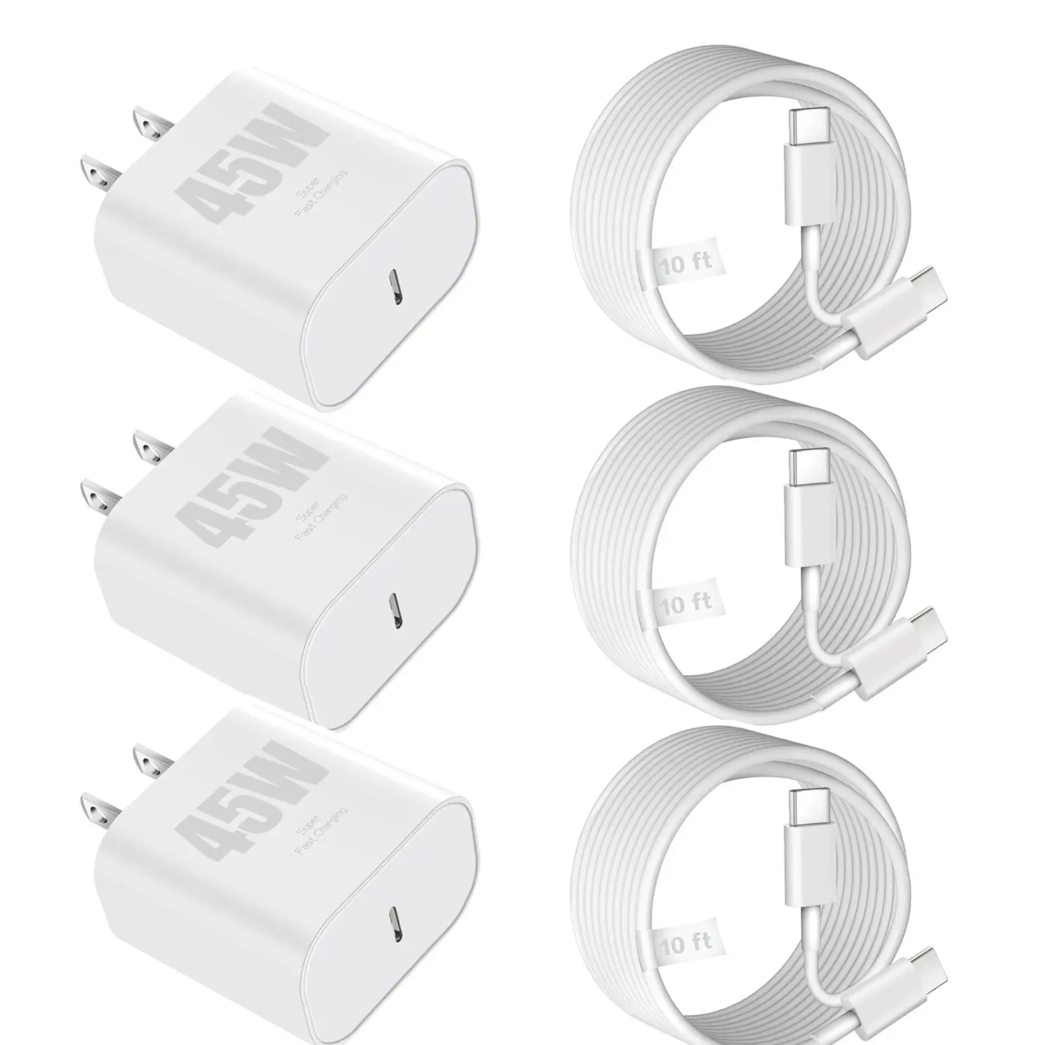 45W USB C Fast Charger  with 10FT USB-C Cable, Fast Charging Block for iPhone 17 Pro Max/17 Air/16e/16/15 Plus, iPad, MacBook
