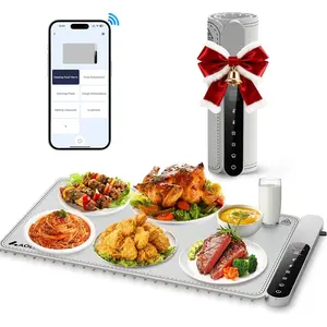 Warming Mat for  Electric   Heating Chafing Dishes for Parties Buffet with APP Controller 15"x23.6" with 8H Timer & Adjustable Temperature, Light Gray