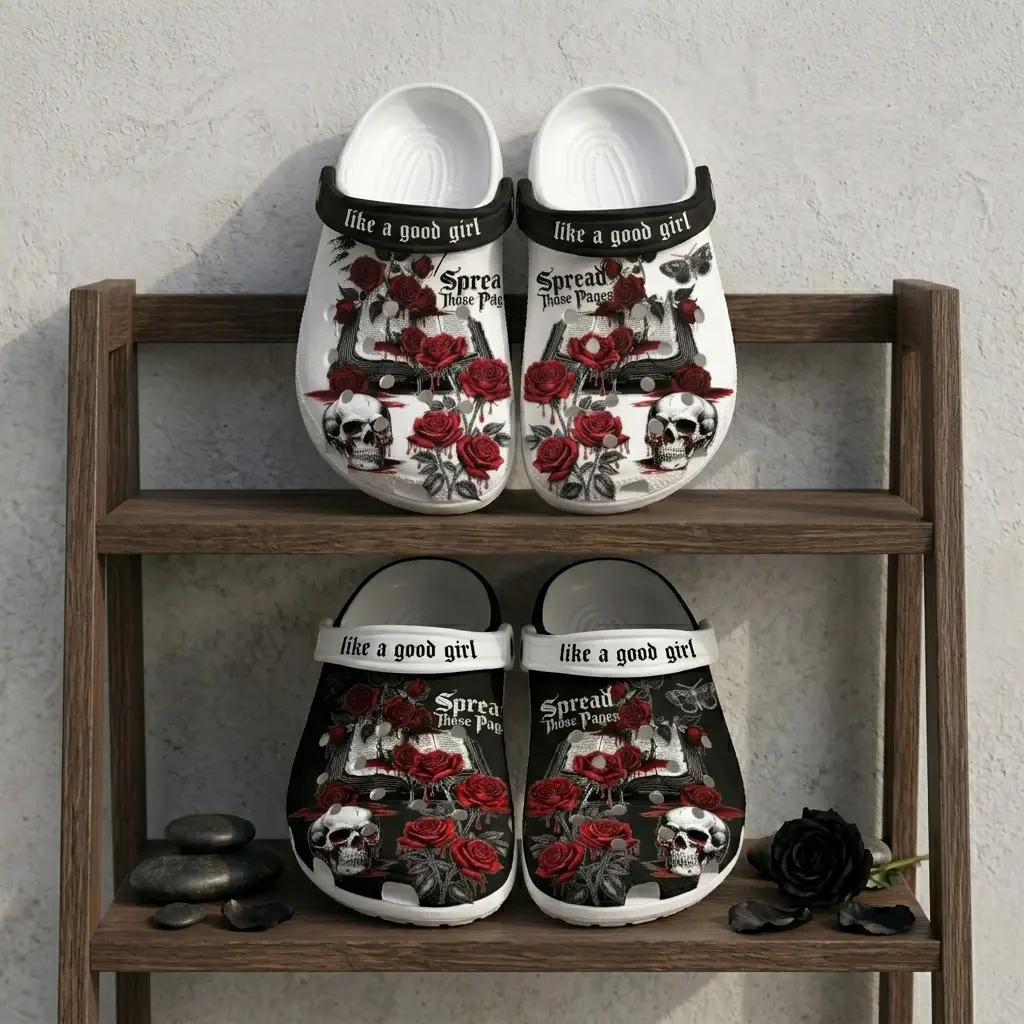 Romantasy Books Dark Romance Gothic Fantasy Book Lover Clogs, Gothic Occult Casual Footwear, Lightweight Comfortable