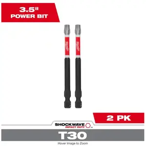 Milwaukee SHOCKWAVE Impact Duty 3-1/2 in. T30 Torx Alloy Steel Screw Driver Bit 2-Pack for Heavy-Duty Tasks