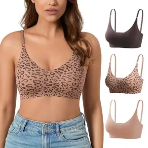 DEANGELMON V Neck Bra Padded Seamless Adjustable Straps Bralettes Everyday Basic Sleeping Bras Multiple Pack
