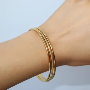 EVRY JEWELS Gold or Silver Plated Women's Hypoallergenic Baddie 3-Piece Bangle Set Bracelet
