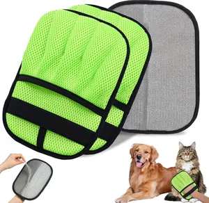 2Pcs Pet Hair Removal Gloves for Cats & Dogs: Upgraded Five-Finger Electrostatic Magic Brush | Reusable Pet Fur Remover Glove for Laundry, Couch, Carpet, Car Seats, Furniture & Clothing (Neon Green)