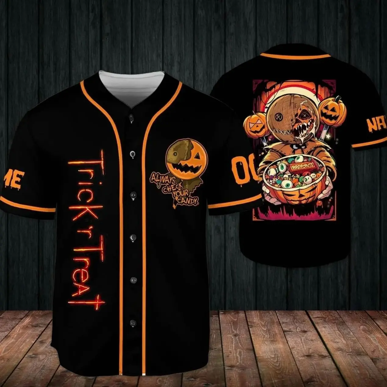 Sam Trick or Treat Inspired Baseball Jersey – Custom Halloween Name Shirt