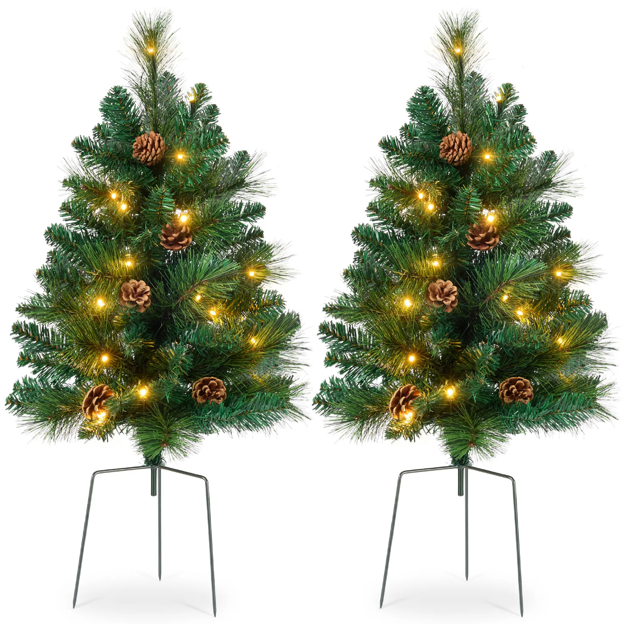 Best Choice Products Set of 2 24.5in Outdoor Pathway Christmas Trees Decor w/ LED Lights Best Choice Products Set of 2 24.5in Outdoor Pathway Christmas Trees Decor w/ LED Lights
