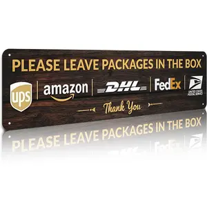 Leave Packages in Box Aluminum Sign 4"x16" Porch & Outdoor Delivery Decor # MetalSigns # PorchDecor # DeliverySign # OutdoorSign