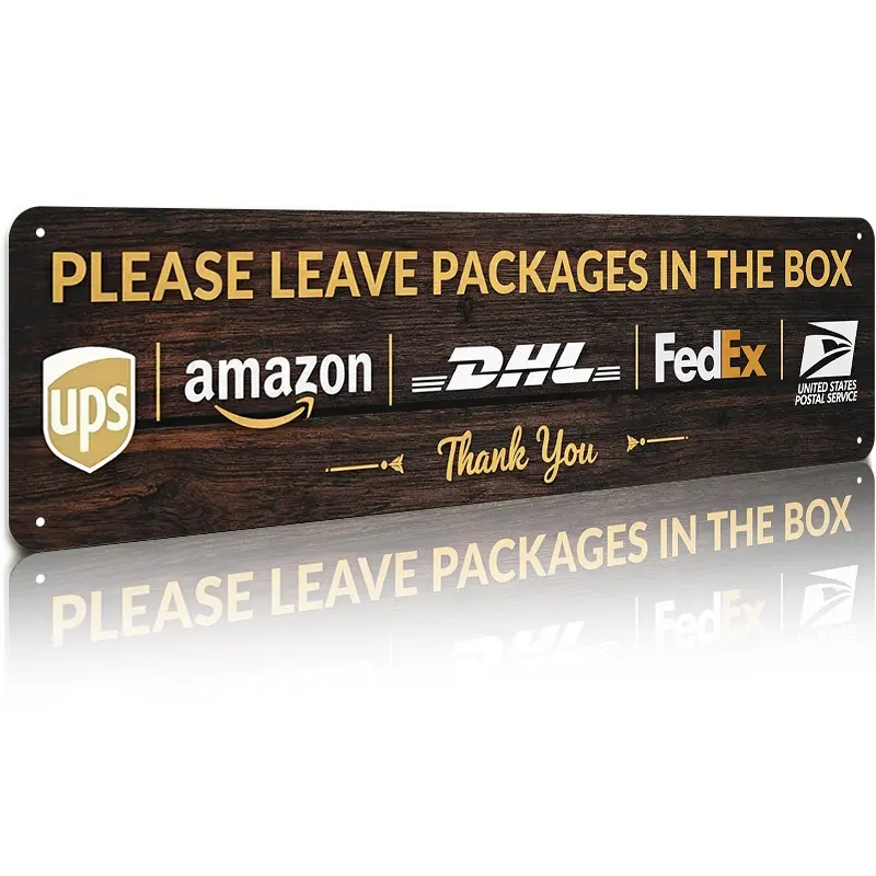 Leave Packages in Box Aluminum Sign 4"x16" Porch & Outdoor Delivery Decor # MetalSigns # PorchDecor # DeliverySign # OutdoorSign