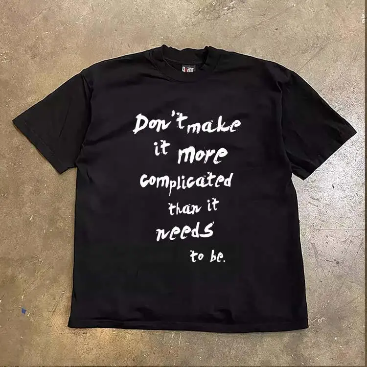 Korean Fashion Minimal English Letter Graphic T-Shirt | Unisex Vintage Streetwear Tee | 100% Cotton Short Sleeve Top for Men & Women | Trendy Casual Fashion Shirt | SKU zmqvtxrkpa