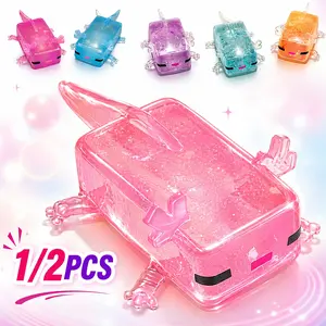 Axolotl Squishy Toy 1/2PCS, Soft PU Sensory Stress Relief Squeeze Toy, Random Color Glitter Fidget Toy for Classroom, Office, Party Favors & Gifts, Stress Relief Fidgeting