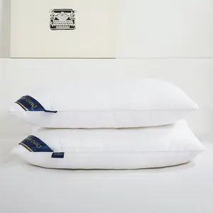 2pc Hotel Feather Pillow Set, Single-Sided Soft Polyester Fiber Neck Support, Home Bedroom Pillow, Nap Pillow, Medium Firmness