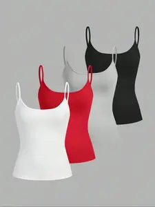 Women's Solid Color Cami Top, Camisole Tops, Casual Sleeveless Spaghetti Strap Top for Summer, Ladies Clothes for Daily Wear