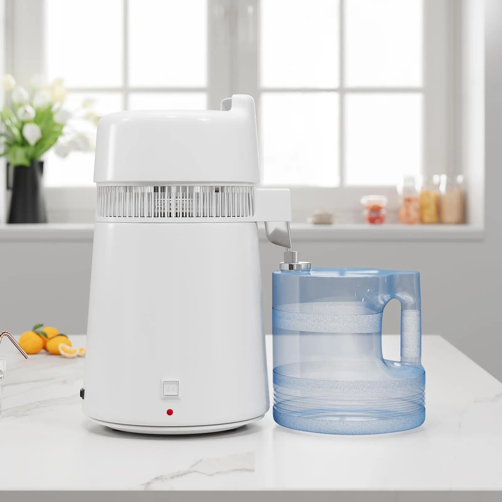 GARVEE Water Distillers for Home Countertop, 1.5 gal/6 L Plastic Distilled Water Machine with Glass Container, 900W Desktop Drinking Purifier Filter Distilling Kit