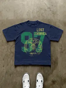 Men's Loose Fit Fashion Print Round Neck T-Shirt, Vintage Number 97 Pattern, Casual Daily Wear, Unisex, Youth College Street Style, Menswear, Casual Streetwear Tops