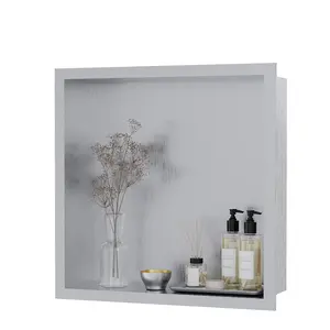 🪥 Say goodbye to rusty shower corners. 12x12" Stainless Steel Wall Niche—No Tile, Just Slide It In.