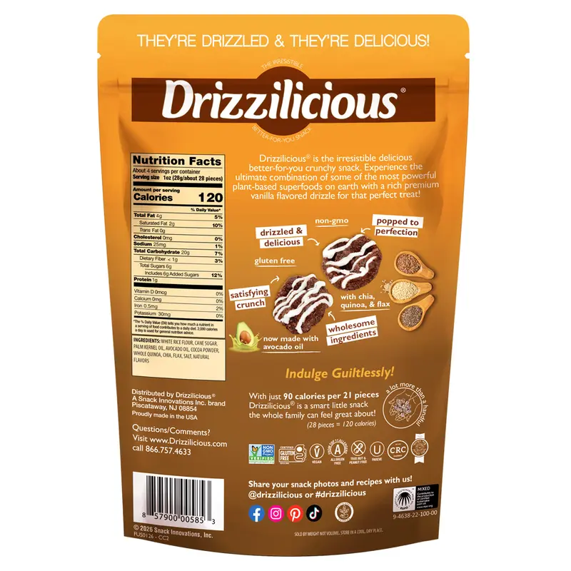 6 Pack - Drizzilicious Cookies & Cream Mini Rice Cakes 4 oz