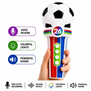 LED Cheer Speaker with Microphone, Stadium Noise Maker Megaphone with Recording, Reverb, Whistle & Drum Sounds for Sports Games and Parties (Battery Not Included)