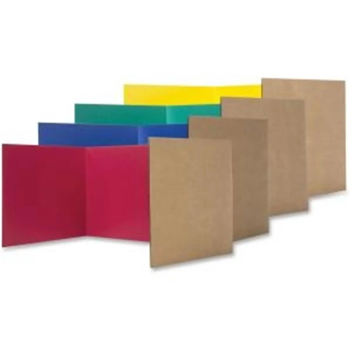 Corrugated Cardboard Tri-Fold Study Carrel - 12x48 in., Assorted Colors, Pack of 24, Focus Aid, Folds Flat, Large Panel, Curbs Wandering Eyes, Easy Transportation, Indoor Instant Testing Centers Use, 12 X 48 In.