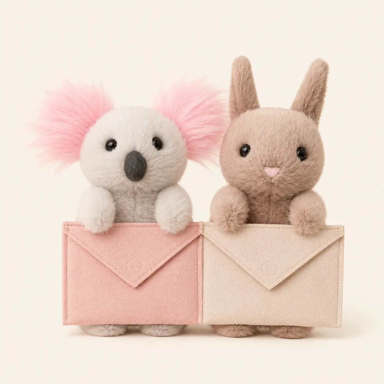 Cute Koala Bunny Letter Plush, 2 Styles Openable Envelope, 18-21cm Pocket Size, Surprise Note Mailman Toy, Kawaii Desk Decor Gift for Her Kids