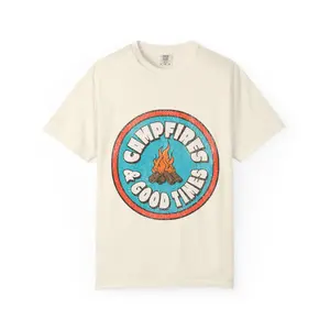 Campfire Vibes Unisex T-Shirt, Outdoor Lover's Tee, Summer Camp T-Shirt, Bonfire Gatherings Shirt, Relaxed Fit Graphic Tee, Camping Tshirt, Camping Shirt