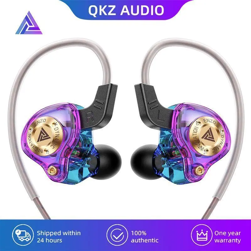 QKZ ENZO 2025 HiFi Wired Earphones – Noise-Cancelling Gaming Headset with Mic, 8D Stereo Sound, Bass-Boosted for Sports/Gym gym sport game