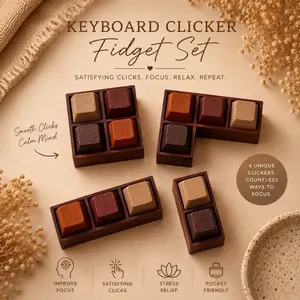 Sensory Fidget Clicker Set, Satisfying Keyboard Clicker for ADHD, Stress Relief Toy