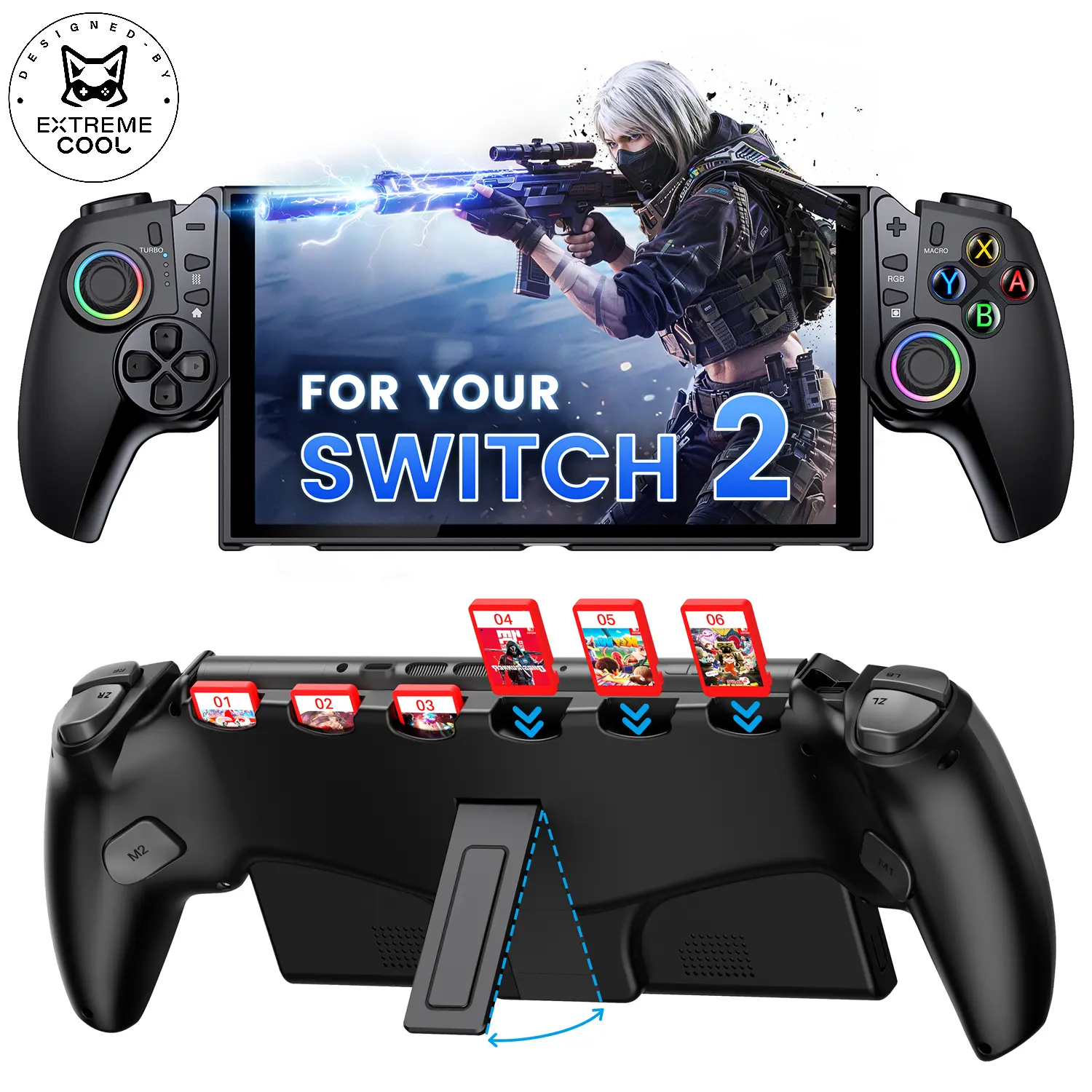 BEBONCOOL  Switch 2 Wireless Controller with Hall Effect Joystick – No-Drift Pro Gamepad for Switch 2/Switch, Ergonomic Full-Size Design, Programmable Macro Back Buttons, Turbo Mode & 10H Battery