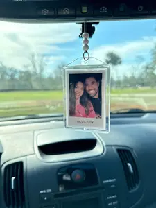 Custom Photo Car Charm Double Sided Picture Rearview Mirror Hanger 2x3 Inches Clear Acrylic Personalized Vehicle Decoration