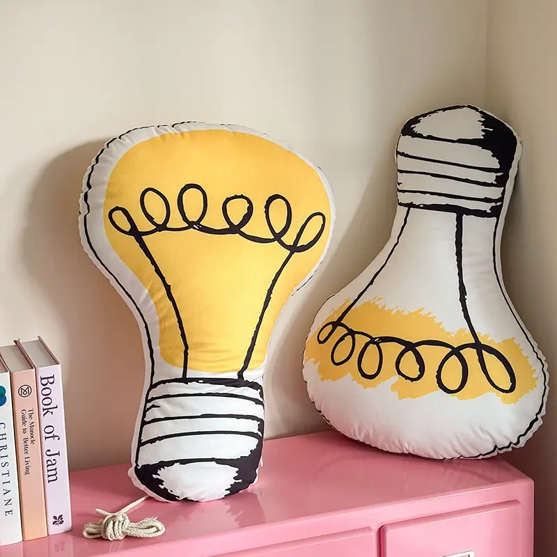 Colorful Large Light Bulb Pillow, Cute Comfortable Embroidered Cushion, Ideal Home Gift, Seasonal Home Decor Essential