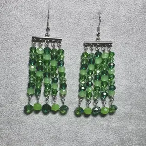 Emerald Green Beaded Earrings