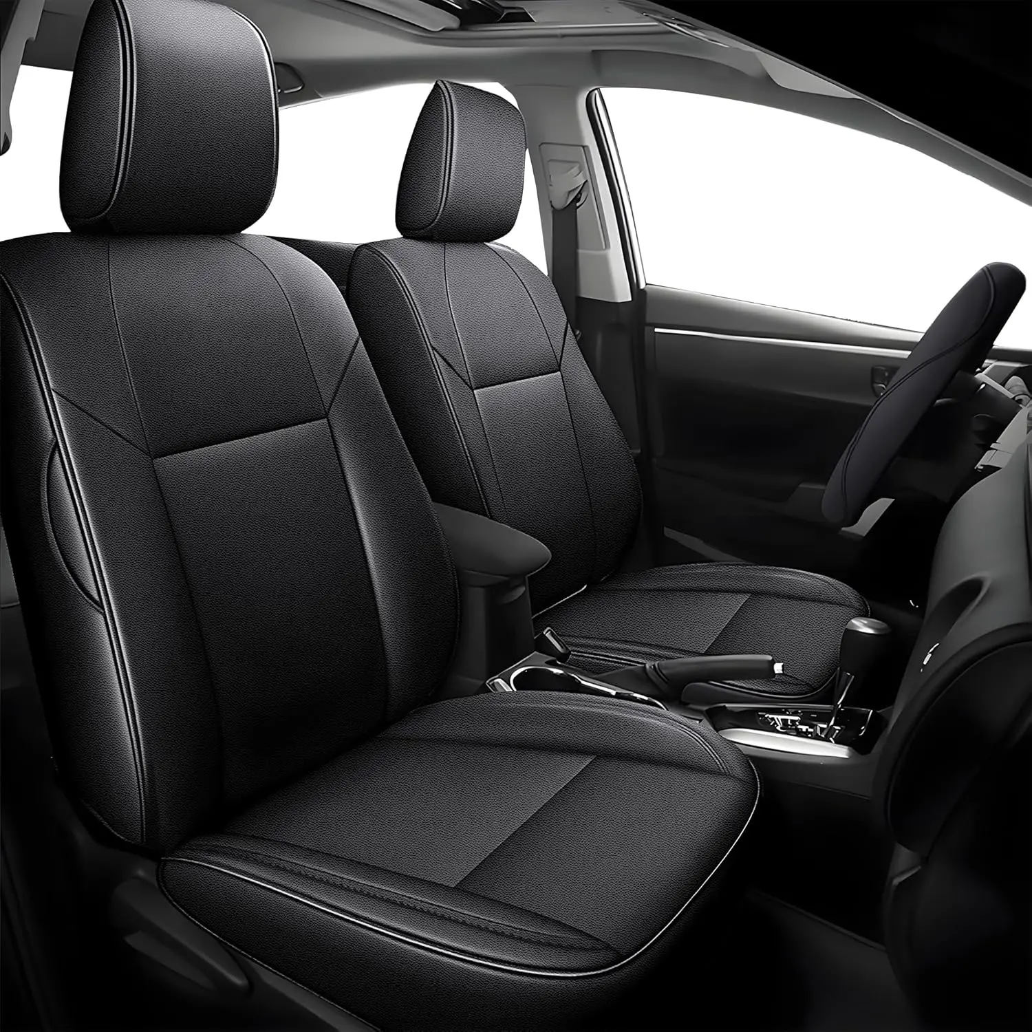 Custom Fit Car Interior Kit for Dodge Challenger 2015-2023, Full Set Solid Simple Trends PU Leather Seat Covers & Protectors, Airbag-Safe, Non-Slip, Wear-Resistant, Scratch-Proof, Stain-Proof, Pet-Friendly, Tool-Free Easy Installation