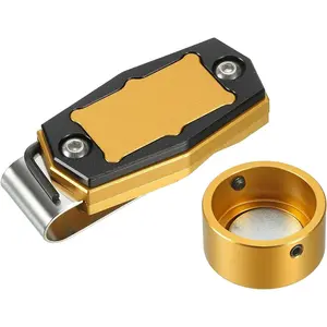 &Billiard  Chalk Holder Round Aluminum Alloy Pool Billiard Cue Chalk Tip Case with Belt Clip
