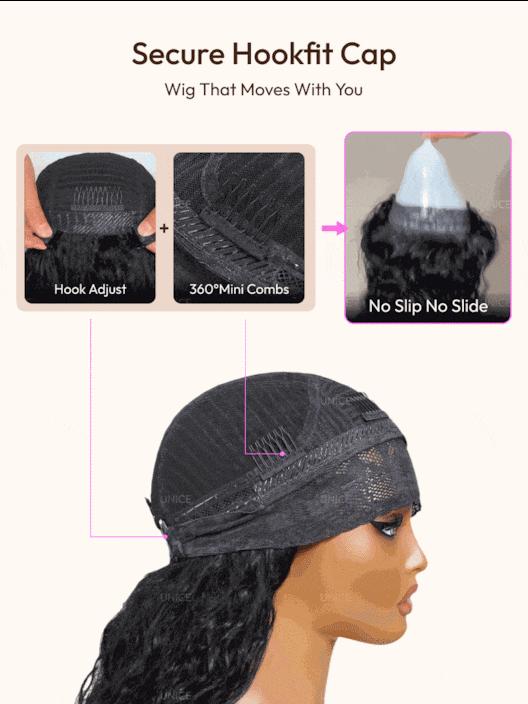 Unice Glueless No Slipping Water Wave Lace Headband Wigs with Drawstring All-Day Security Put On and Go Human Hair Wigs Beginners Friendly SpringStatements