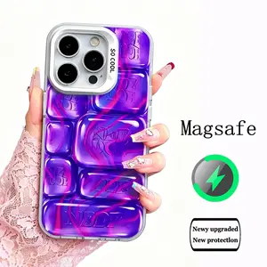 NEW! NeeDoh Cool Crush Ice Cube Phone Case, 3D Visual Effect Bubble Case, Glossy Hard Protective Cover, Colorful Aesthetic Case for iPhone 17Pro Max Air 16 Plus 15 14 13 12 11 Military-Grade Drop Protection Casing.Shockproof Magnetic iPhone Case