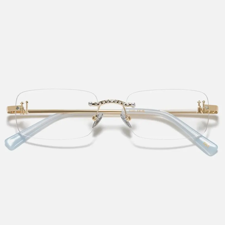 TIJN Rimless Rectangle Glasses for Women Men,Fashion Frameless Designer Shades Y2K Square Clear Glasses, Emblematic A 02 TIJN Rimless Rectangle Glasses for Women Men,Fashion Frameless Designer Shades Y2K Square Clear Glasses, Emblematic A 02
