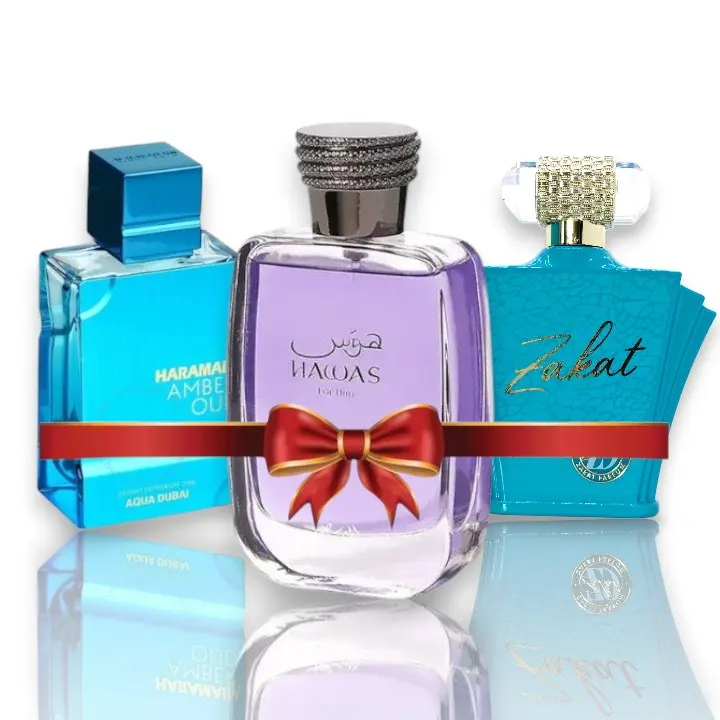 Oudlash Bundle | Al Haramain Amber Oud Aqua Dubai + Hawas Him + Zakat Z 9 | Unisex Fragrance | 100 ML - 3.4 OZ | Eau De Parfum | Fruity - Citrus & Aquatic