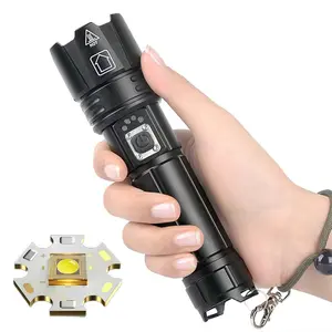 Super Bright LED Flashlight with USB Charging, 30w LED Bulb, 500m Range, Tactical Light, Handheld Portable, Rechargeable Flashlights