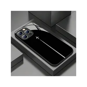 Minimalist Airplane Pattern Phone Case Suitable For Iphone 16 Pro Max/15 Pro/14 Plus/13/12/11/X/Xr/Xs Max, Stylish Design, Tempered Glass, Premium Feel Protective