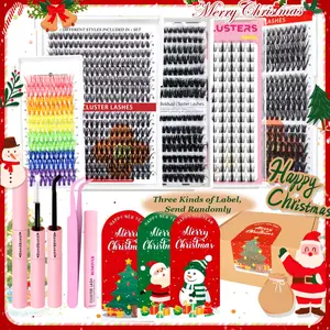 Eyelash Extension Kit, 1 Box Individual Lashes Clusters Diy Lash Extensions Kit & Lash Glue & Tweezers, Eyelash Bonding Tools, Eye Makeup Products for Women & Girls, Wispy Eyelash Clusters, Eyelashes Extension Kit