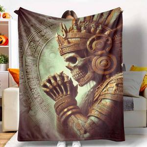Sparkling Scream Mask Flannel Blanket,Sequined Ghostface Print,Ultra-Soft and Warm,Ideal for Halloween Parties,Horror Movie Nights,Themed Gatherings,Cosplay Events,Haunted House Decor,and Birthday Celebrations.