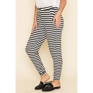 EG fashion Stripe Drawstring Jogger Striped Casual Weekend All Seanson High Waisted Tapered Leg Ankle Pants