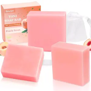 Yoni Soap Bar for Women PH Balance 3Pack Gentle V Cleansing Intimate Soap with Peach Juice Herbal Shea Butter & Jojoba Oil Moisturizers