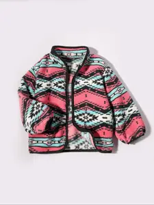 Girls Geometric Printing Long Sleeve Jacket Top Autumn and Winter Rose Jacket Casual Fashion Cute Girls Tops Holiday Outdoor Warm Wear Children's Clothing Casual Cute Outerwear