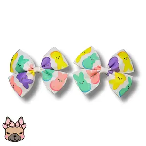 Colorful Easter Bunny Dog Bows - Spring Accessories For Dogs - Bows For All Short-Haired Pets