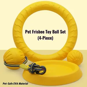 Buy 1 Get 5: Interactive Dog Toys for Aggressive Chewers - 5-Piece EVA Frisbee, Rope Ball, Tear-Resistant Ring & Floating Disc Set | Promotes Oral Health, Mental Stimulation, Indoor/Outdoor Play, Includes Glow Pendant ﻿
