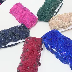 Beaded lace fabric trims-sold by yards