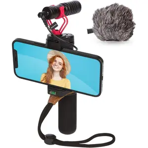 Smartphone Vlogging Kit for  with  Microphone, Grip Handle, Wrist Strap for  and Android Smartphones for TIK Tok, Vlog, YouTube Starter Kit and Content Creator Kit