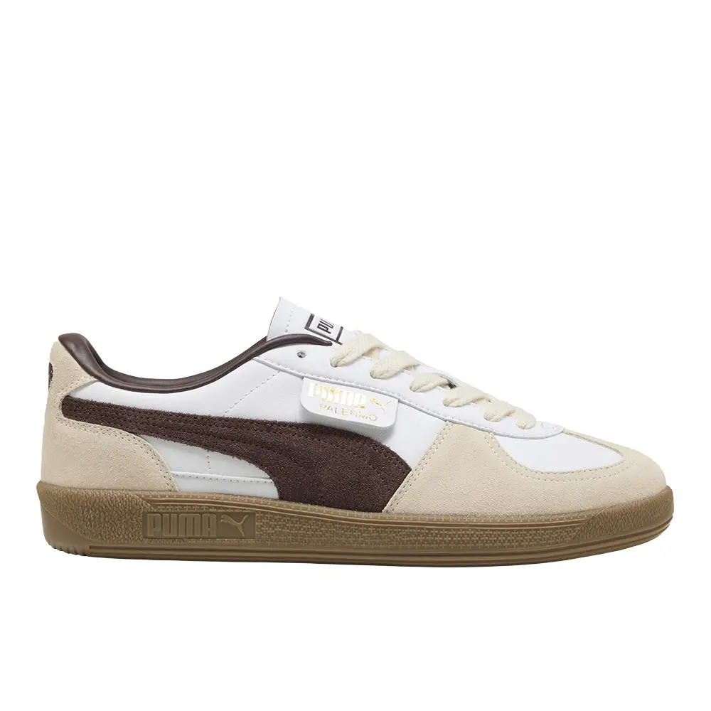 PUMA Mens Palermo Leather Lace Up Sneakers Shoes Casual - White