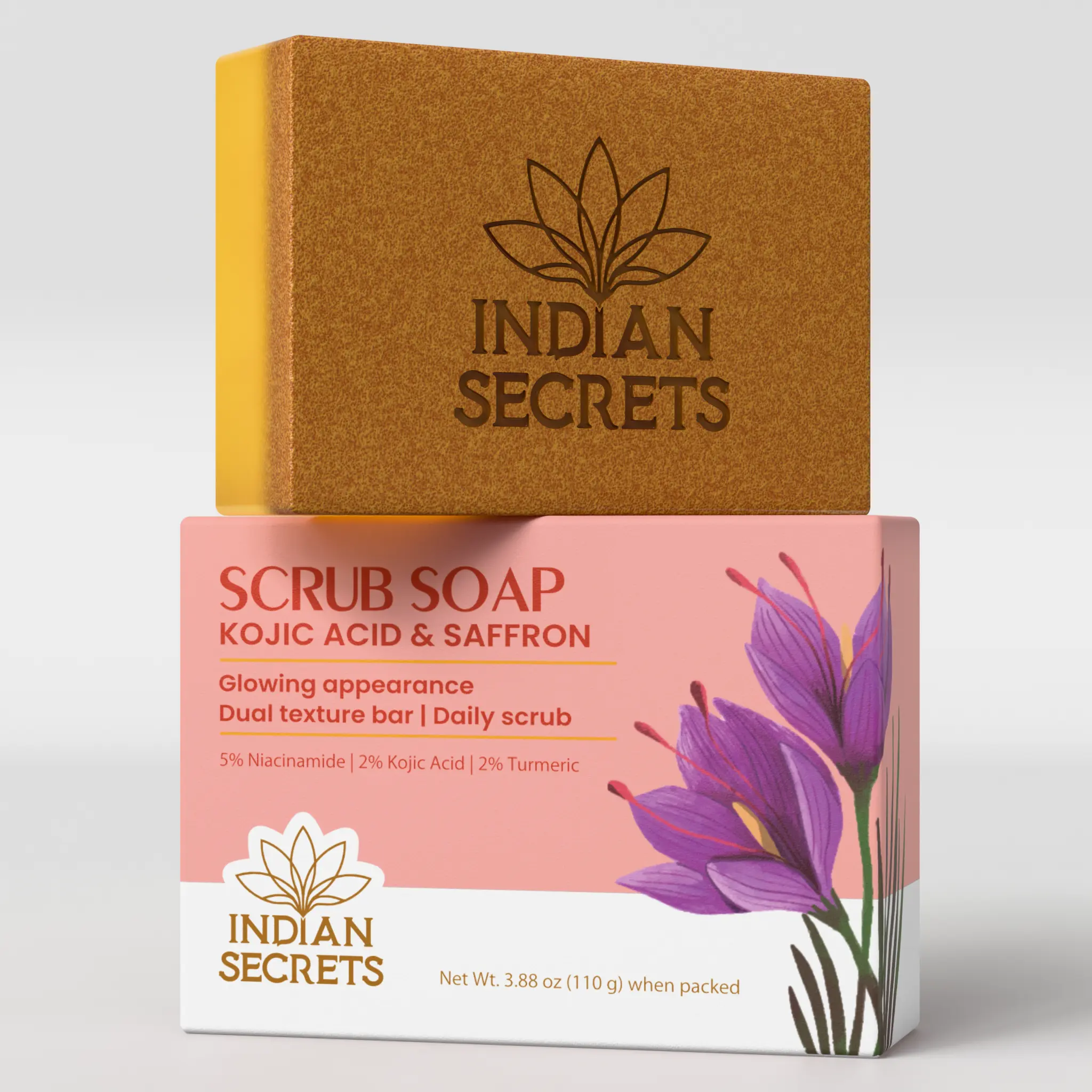 Indian Secrets Scrub Soap Kojic Acid & Saffron (Pack of 1) Indian Secrets Scrub Soap Kojic Acid & Saffron (Pack of 1)