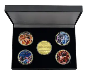 5-Pack Jesus Christ Souvenir Medal Set, Protective Capsule & Leather Box Packaging for Faithful Gifts & Decor - Decoration Ornaments Religious Lord