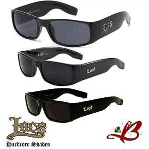 LOCS Joker Collection All Black Glossy Gangster Cholo Mad Dog Shades OG Eyewear Sunglasses in 3 Sizes XXL Classic Junior 06 | Genuine Original Authentic Locs